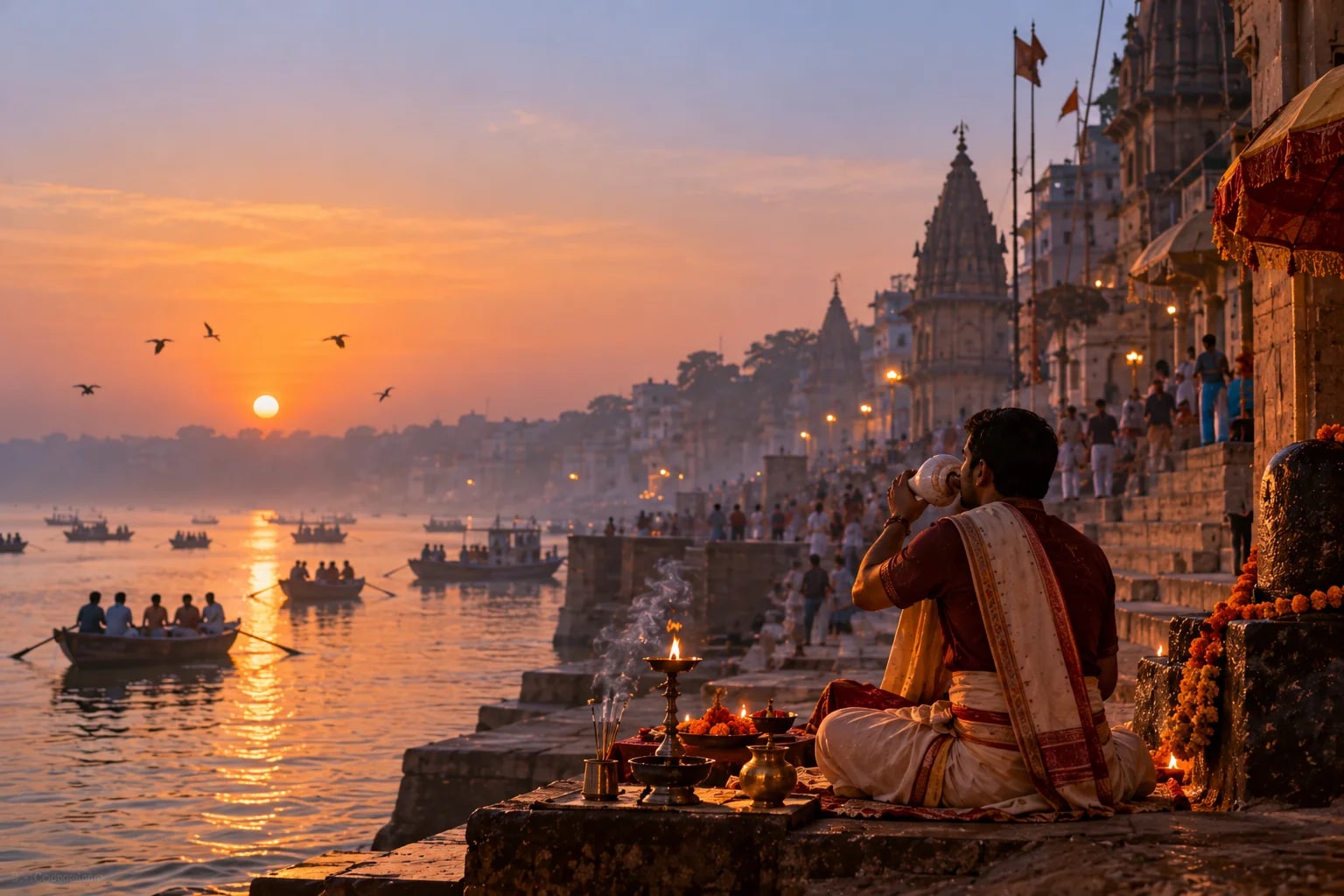 A quiet moment on the Ganga in Varanasi