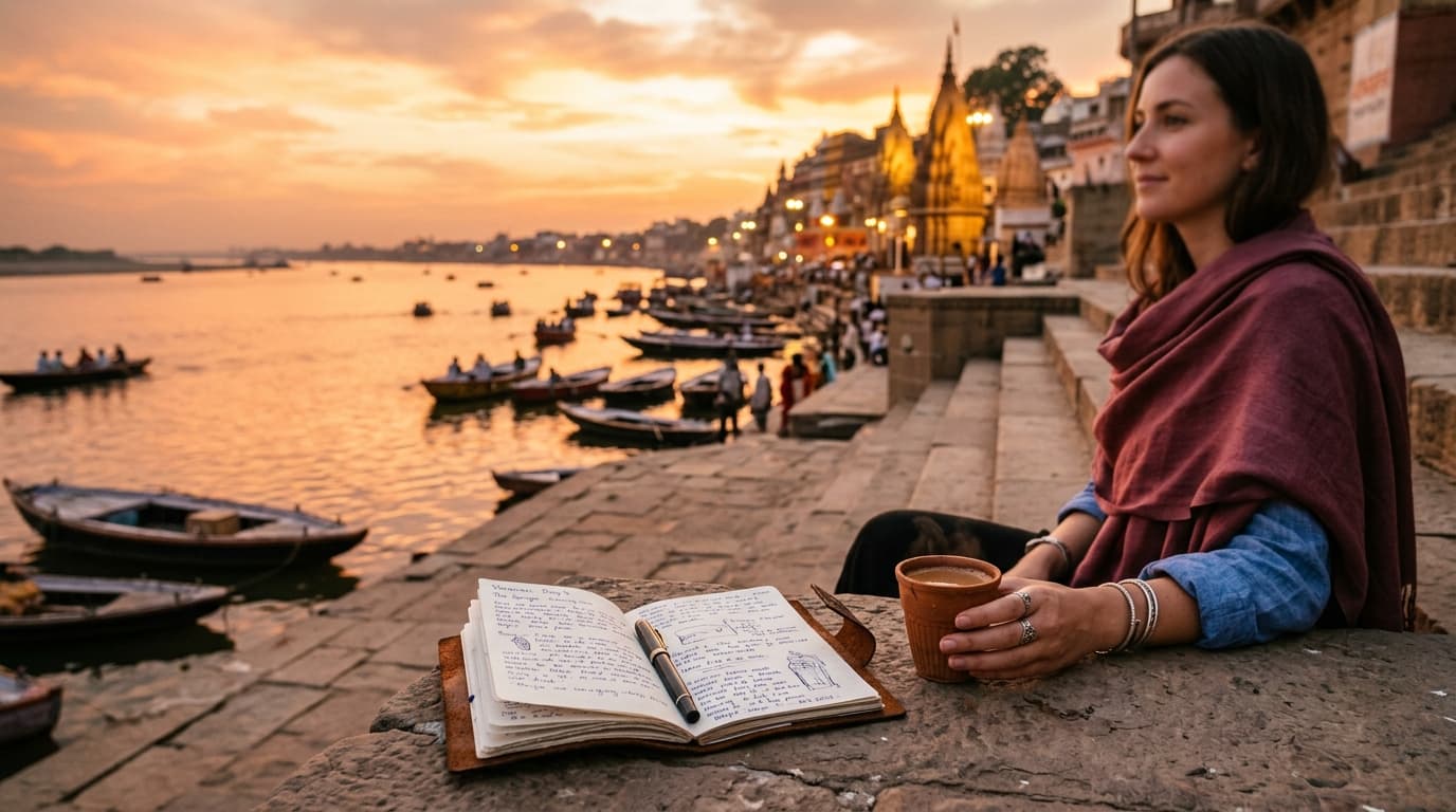 A quiet moment on the Varanasi ghats